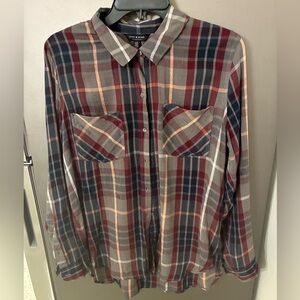 Lucky Brand Multicolor Plaid Casual Button Shirt Women L Cotton Blend